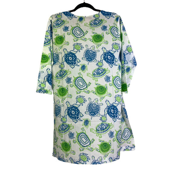 GRETCHEN‎ SCOTT Blue & Green Turtle Print Cotton Tunic Dress - NWT - Picture 8 of 13